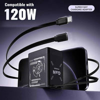 2-in-1 Gan 120w Fast Charger, Retractable Scalable Max Super Fast Charger Module, Retractable Fast Charging Cable with 3-in-1 Cables for