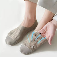 Men's 6-Pair Invisible No-Show Ice Silk Socks: Cool, Breathable, Non-Slip Comfort